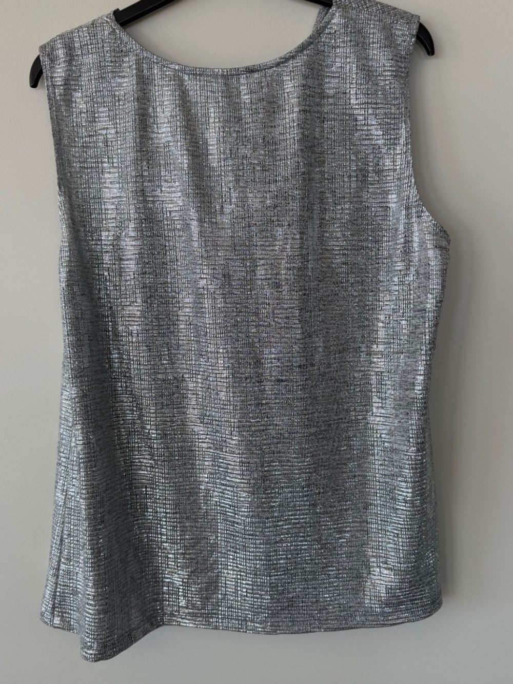 ✨ NWT Joseph Ribkoff Silver Metallic Shimmer Drape Neck Top | Size 14 - Picture 4 of 7